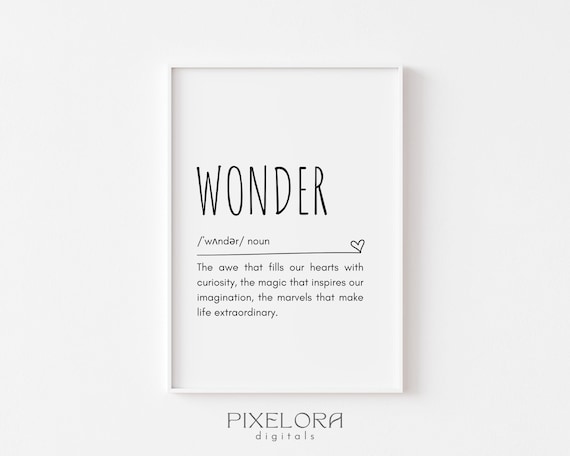 Wonder Definition Inspirational Dictionary Noun Typography Poster