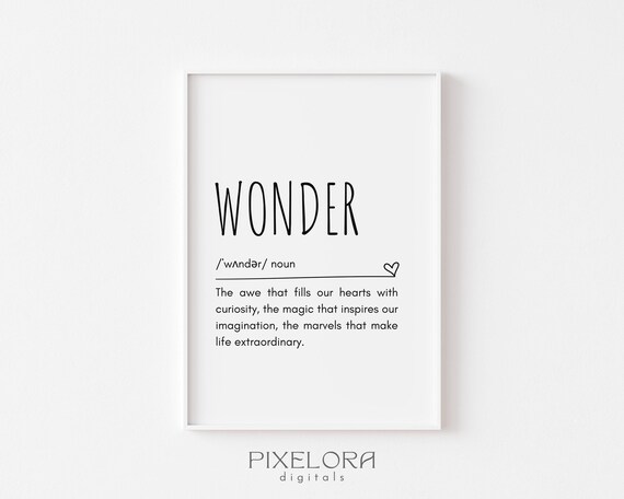 Wonder Definition Wall Art Inspirational Quote Motivational Poster Personal Growth Office Decor