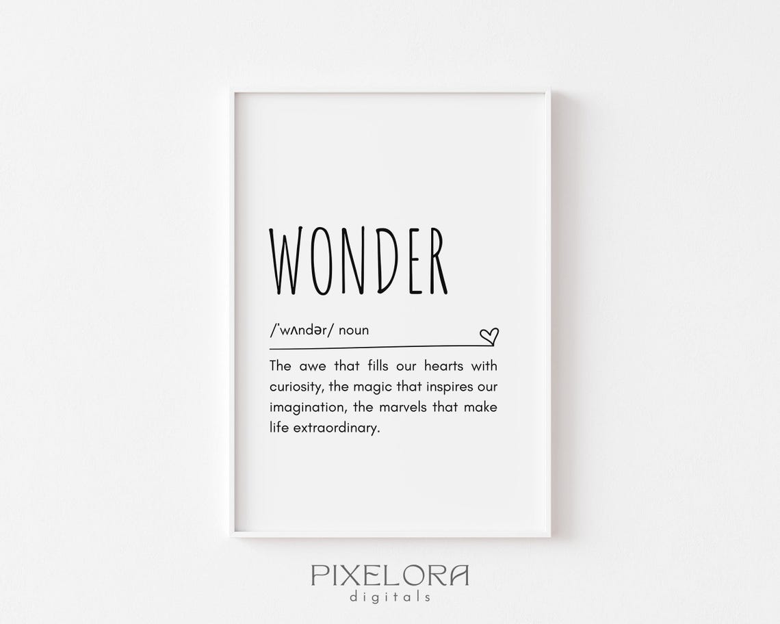 Wonder Definition Inspirational Dictionary Noun Typography Poster