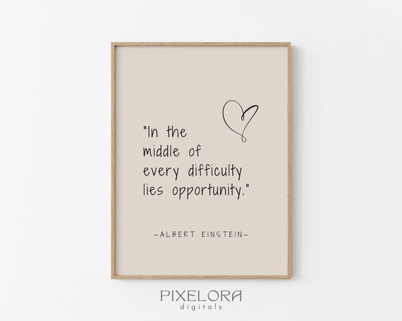 Albert Einstein Quote Inspirational Wall Art Motivational Poster Famous Life Encouraging Print Decor
