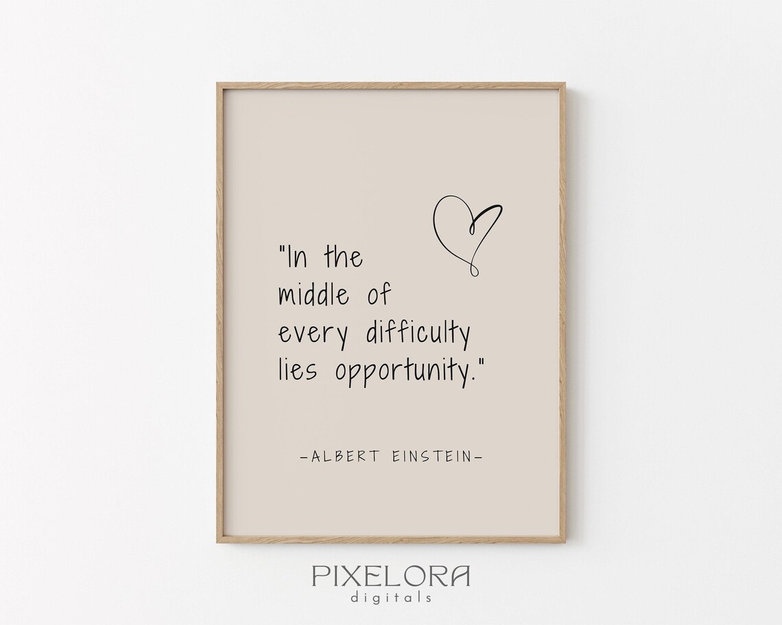 Albert Einstein Quote Inspirational Wall Art Motivational Poster Famous Life Encouraging Print Decor