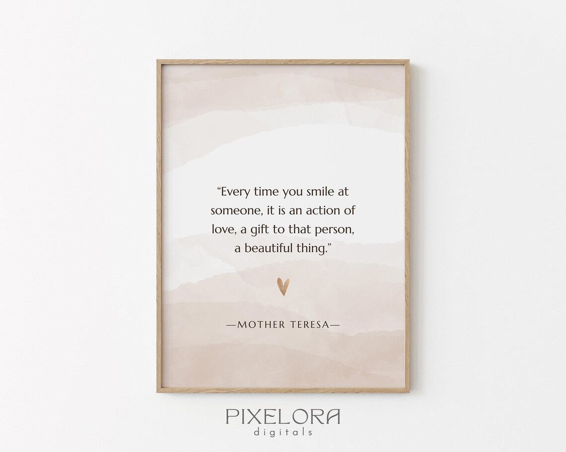 Mother Teresa Smile Is an Act of Love Inspirational Quote Poster
