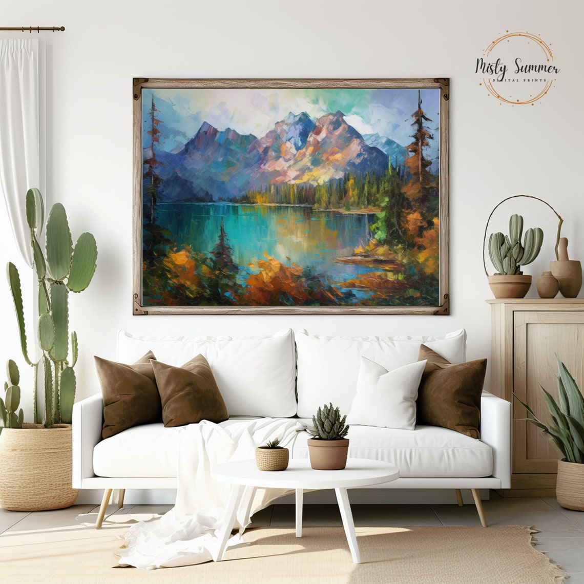 Enchanted Mountain Lake Landscape Pines Impressionist Nature Wall Art - Image 3