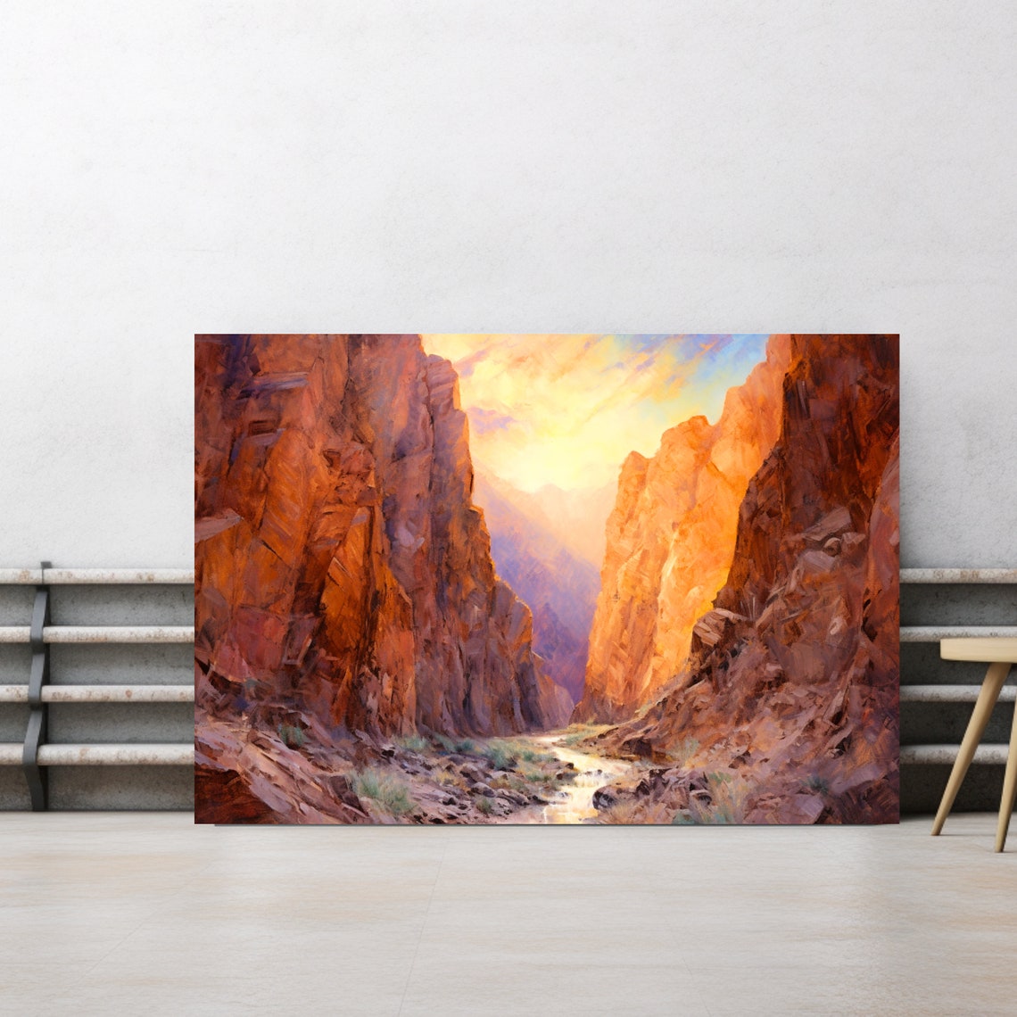 Art Of Desert Light Nature Scene Print On Beautiful Original Landscape Impressionist Painting Cottagecore Western Art - Image 3
