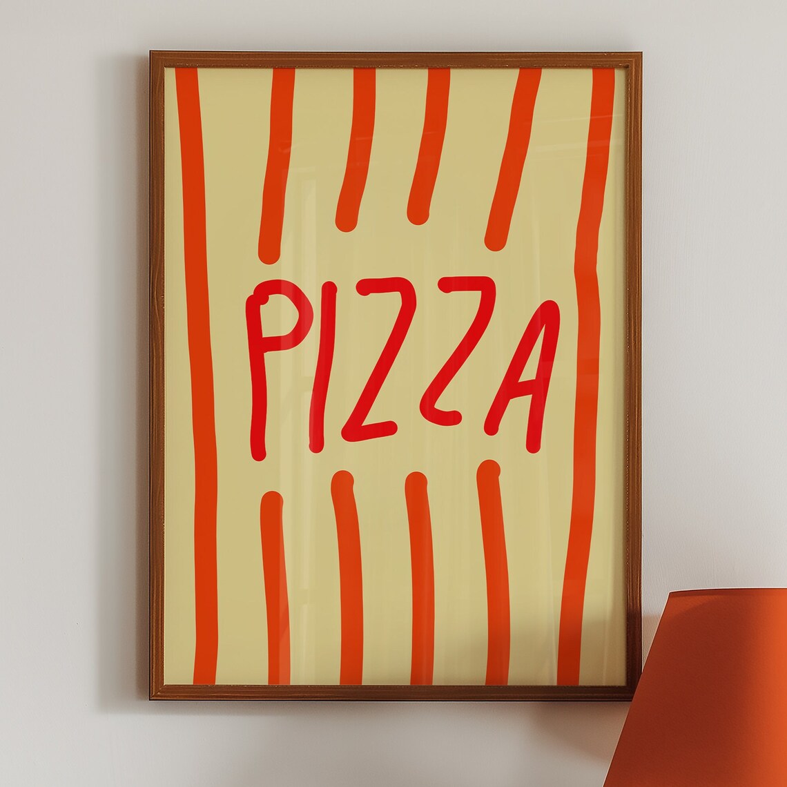 Modern Pizza Retro Typography, Playful Kitchen Decor