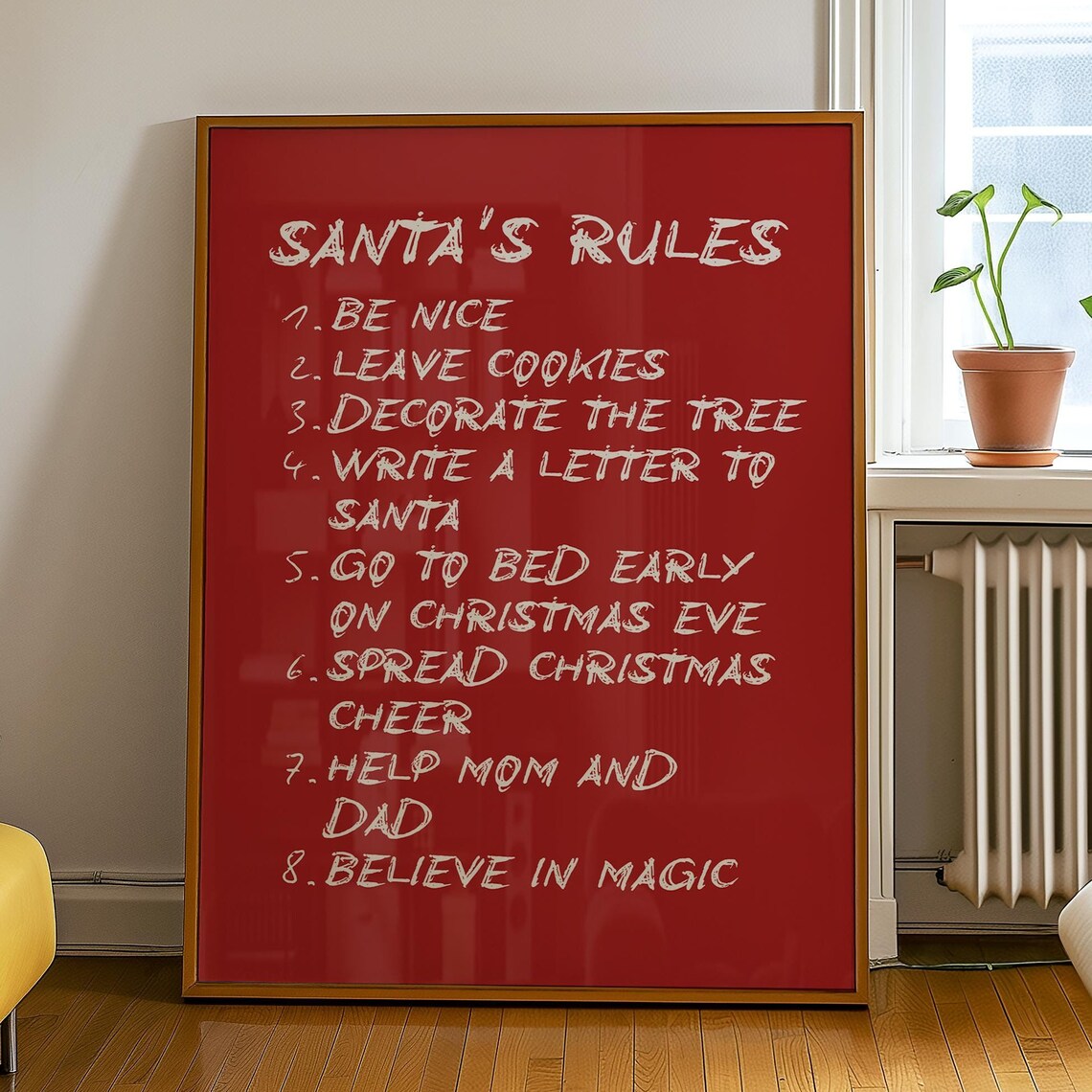 Santa's Rules Christmas Sign, Holiday Traditions - Image 2