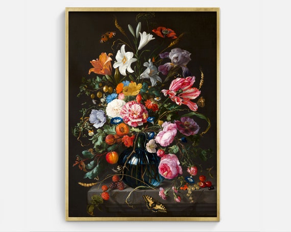 Vintage Floral Still Life Antique Wall Art Print