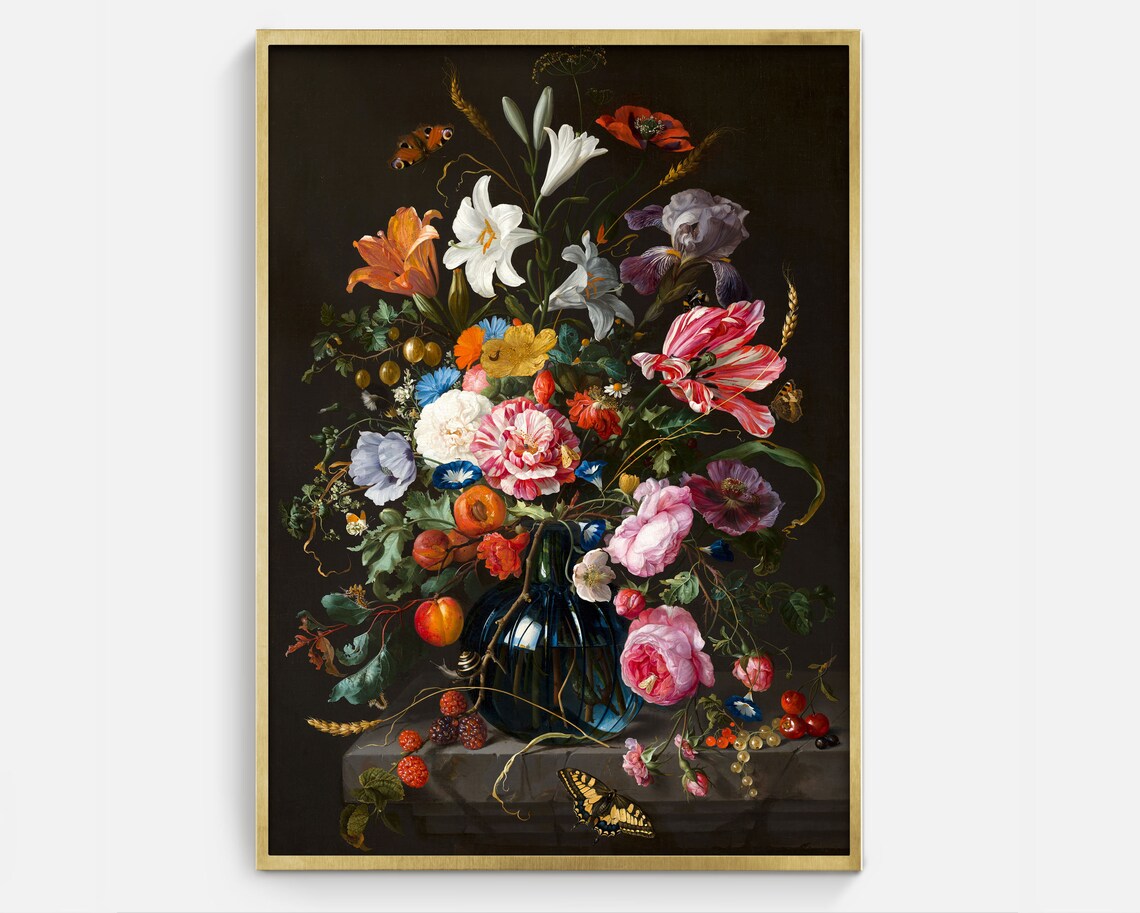 Vintage Floral Still Life Antique Wall Art Print
