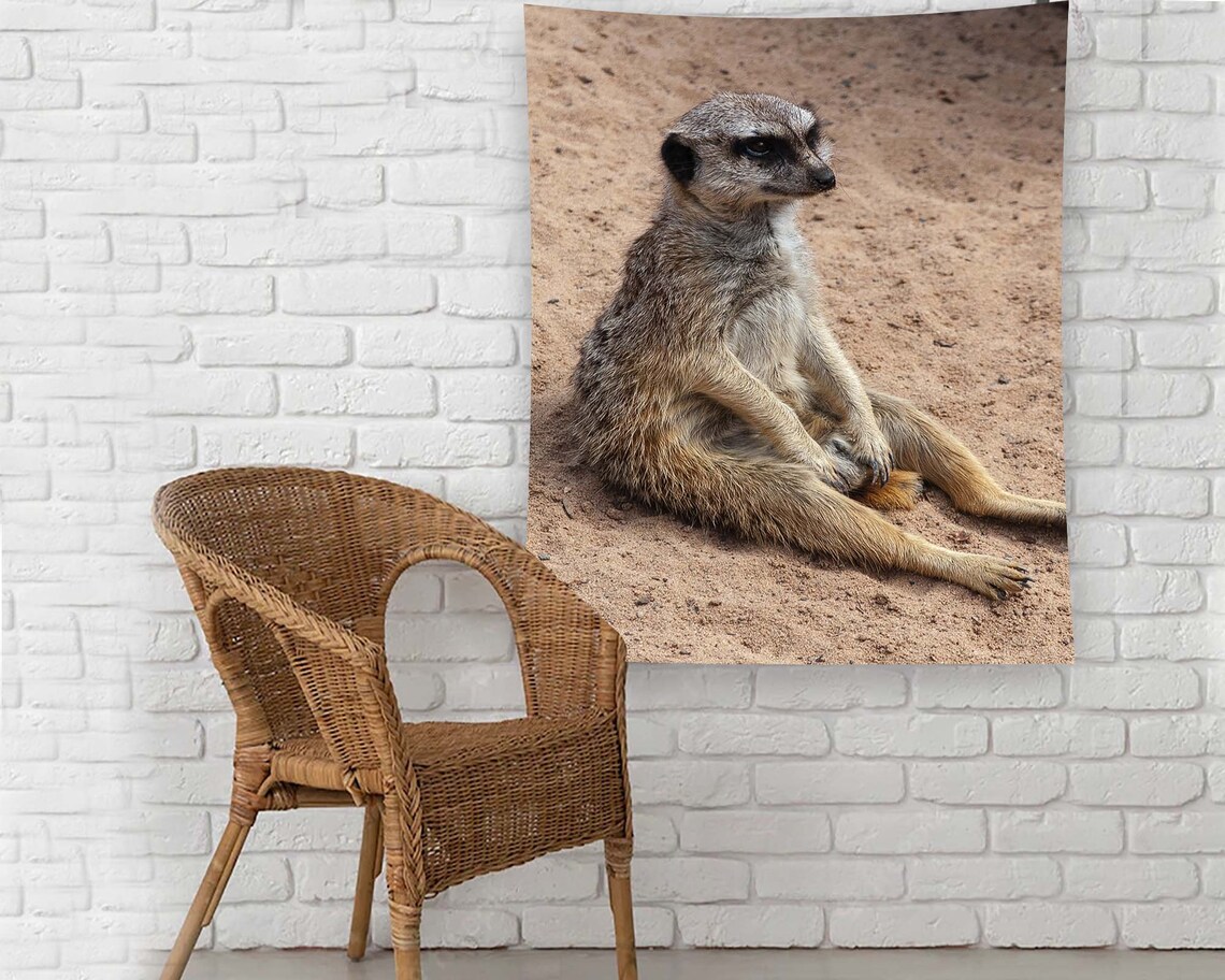 Meerkat Humor Tapestry, Funny Animal Wall Art Print - Image 2