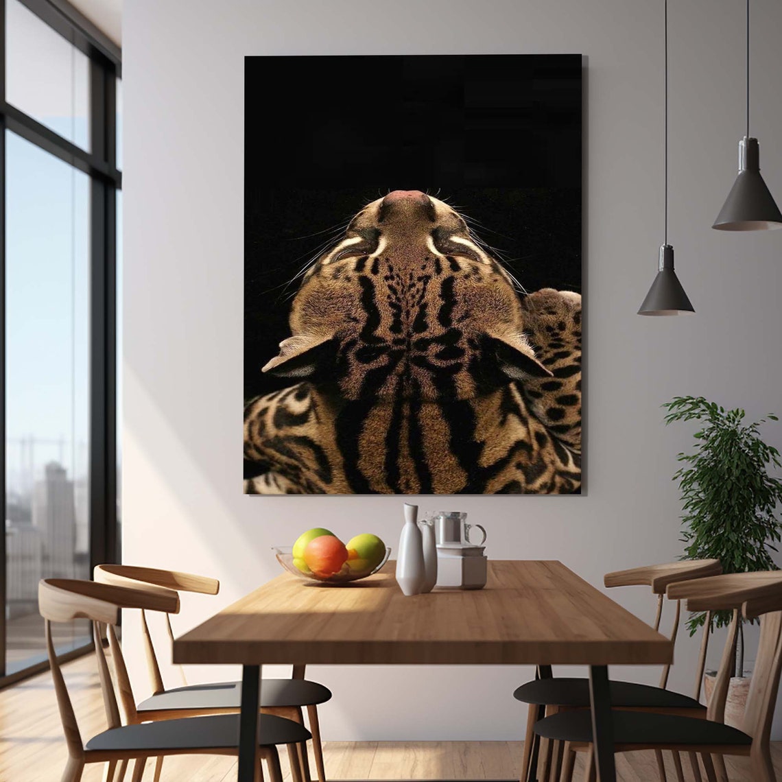 Ocelot Wild Cat Close Up Black Background Wildlife Wall Poster - Image 2