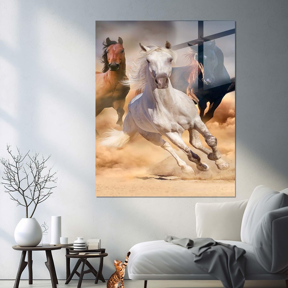 Galloping Horses Trio Wild Desert Dust Motion Dramatic Art Poster - Image 3
