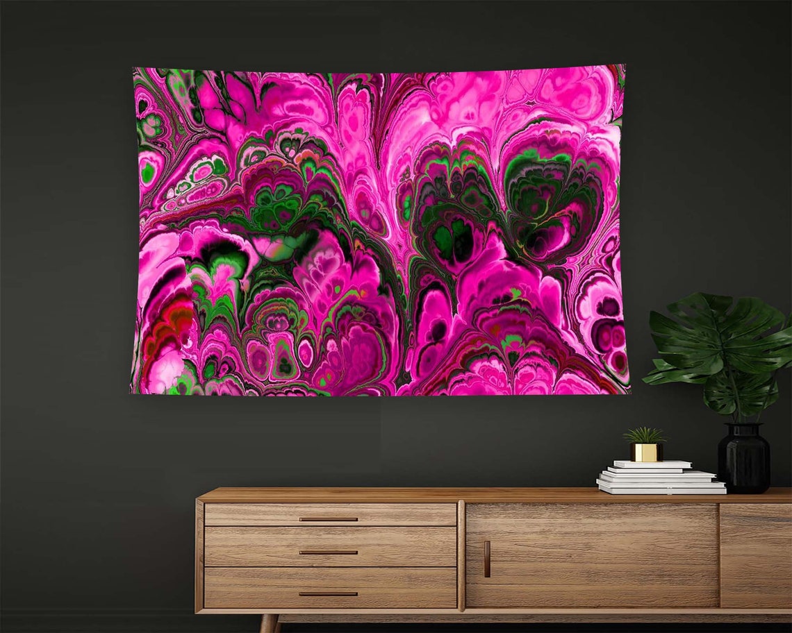 Pink Green Marble Swirl Psychedelic Fluid Abstract Bold Modern Poster