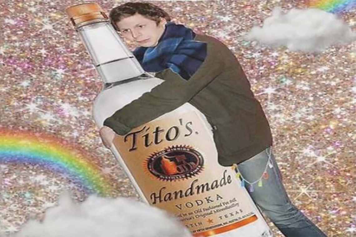 Funny Vodka Bottle Meme Glitter Rainbow Retro Humor Party Poster - Image 3