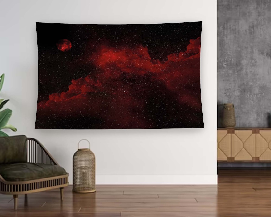 Red Minimalist Abstract Gothic Horror Wall Art Print
