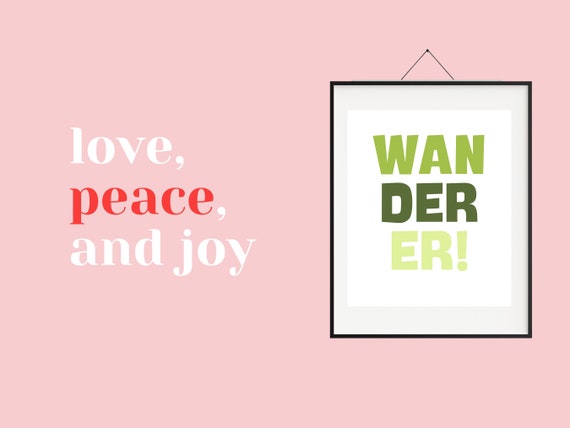Wanderer Typography Print Travel Word Wall Art Wanderlust Art Love Gift For Wanderers Travel Inspired Art Colorful Travel Wall