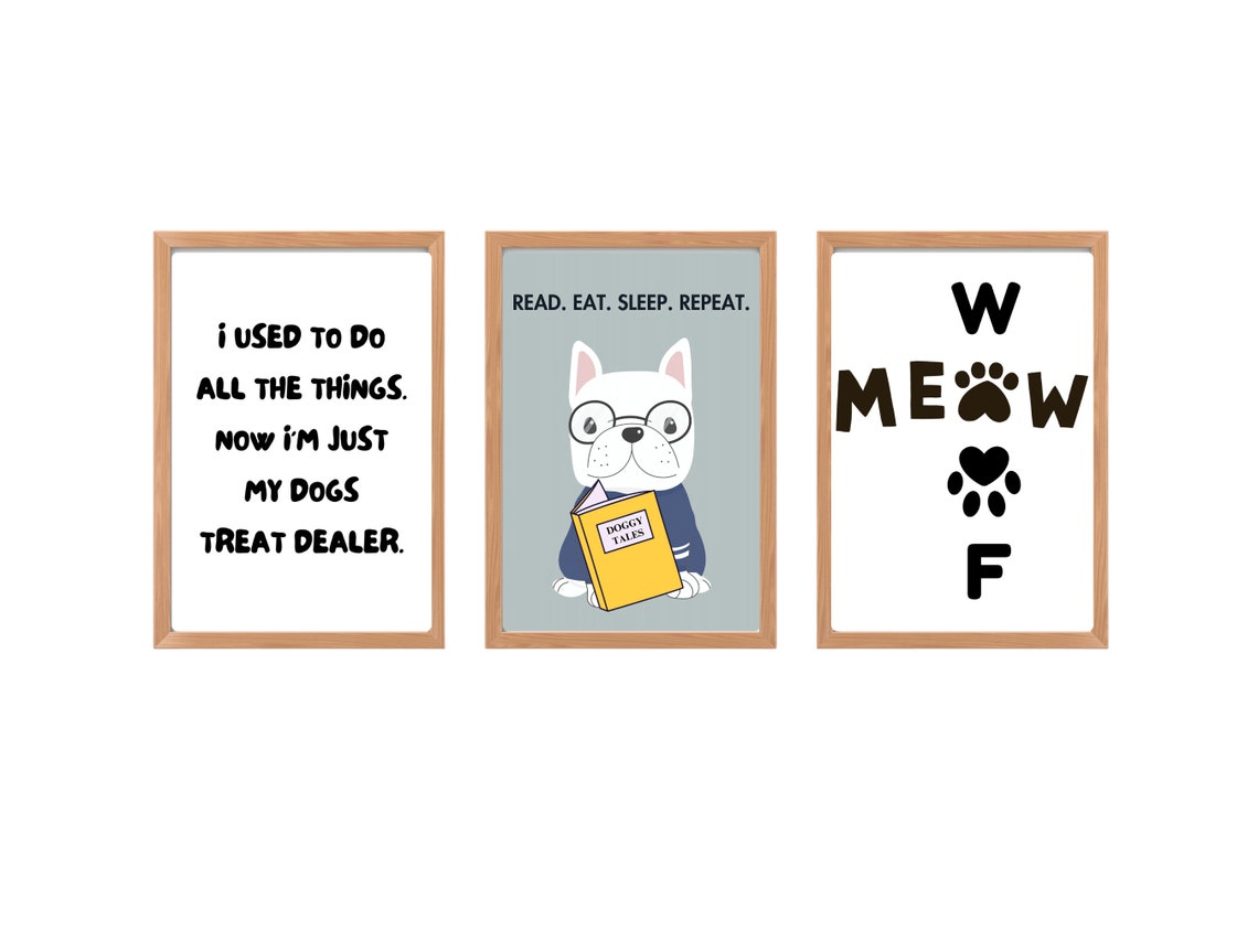 Read Eat Sleep Repeat Cute Bulldog Reading Doggy Tales Book Poster - Image 3