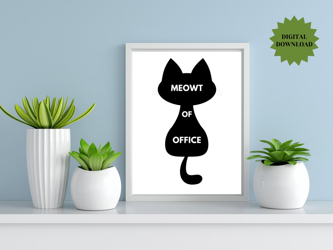 Meowt of Office Funny Black Cat Pun Workplace Office Wall Poster - Image 2
