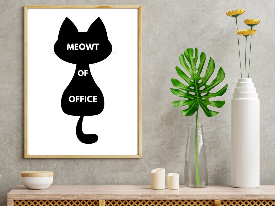 Meowt of Office Funny Black Cat Pun Workplace Office Wall Poster - Image 3