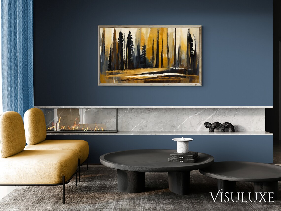 Dark Abstract Trees Painting Frame Tv Art Dark Abstract Trees Oil Painting Heavy Brushstrokes Abstract Tree Art Screensaver Tv 169 Ar - Image 2