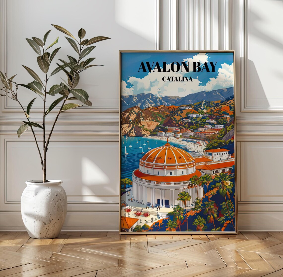 Avalon Bay Catalina Island Vintage Travel Poster
