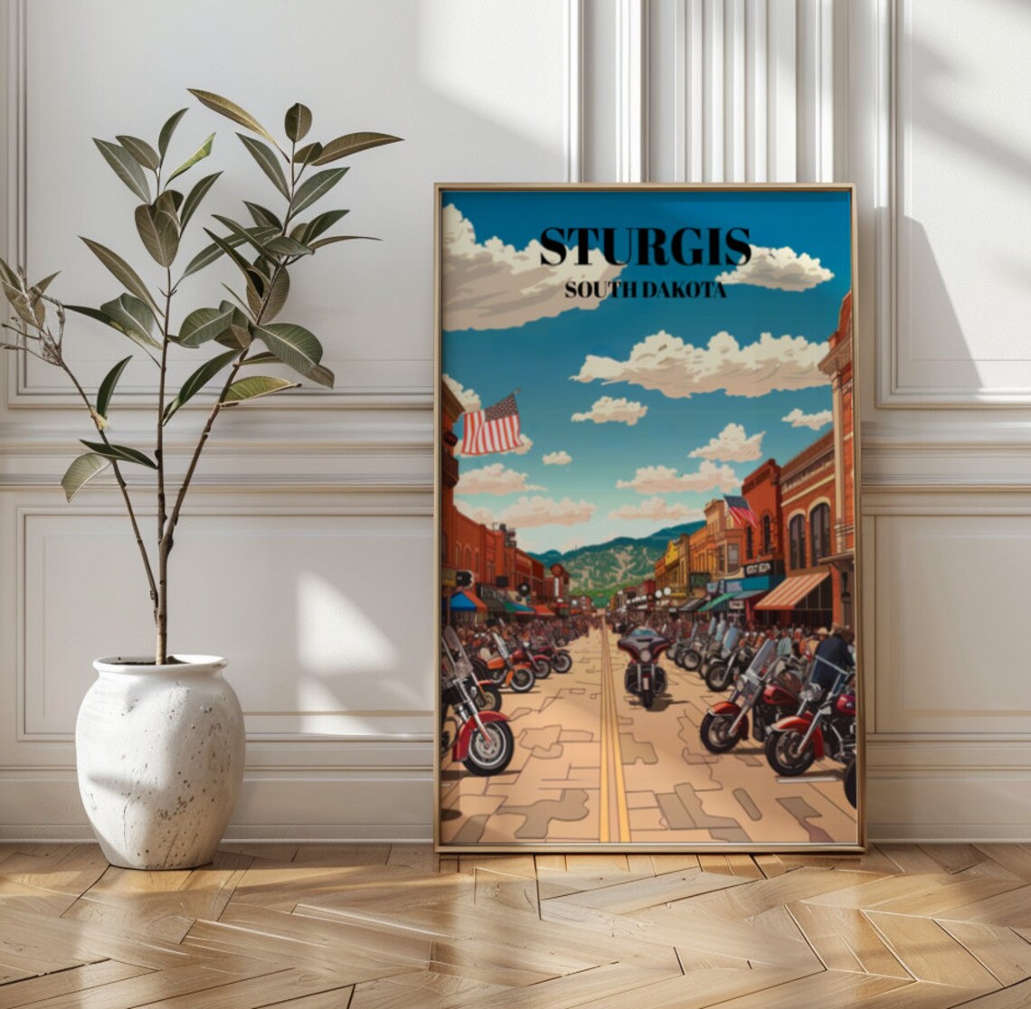 Sturgis Bike Week Vintage Motorcycle Rally Travel Poster