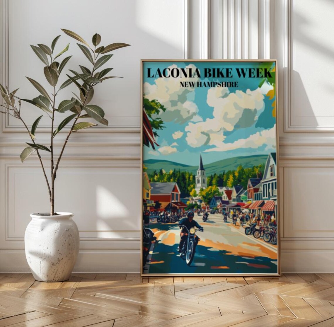 Laconia Bike Week New Hampshire Vintage Motorcycle Rally Poster