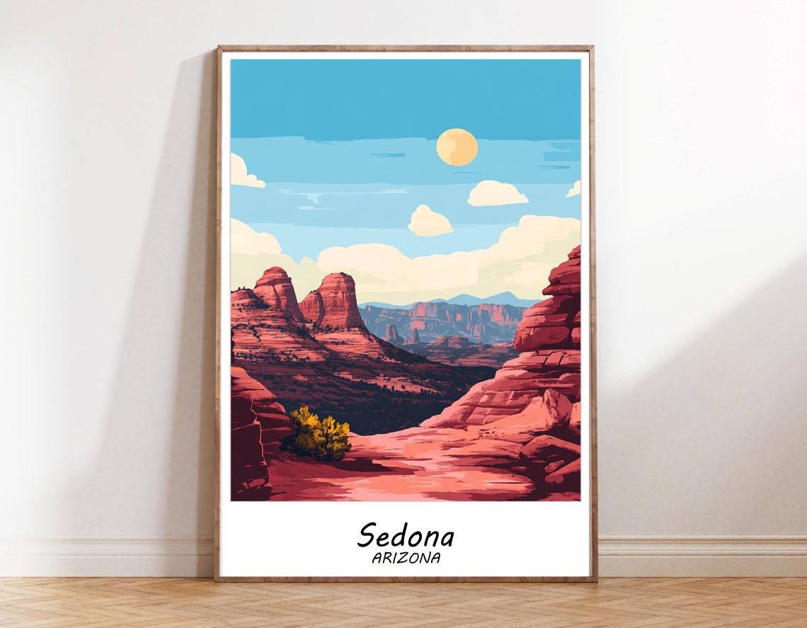 Sedona Travel Print Arizona Tourist Poster Wall Home Decor Artwork Traveler Wall Decor Travelers Art Gift Wall Art Of Arizona