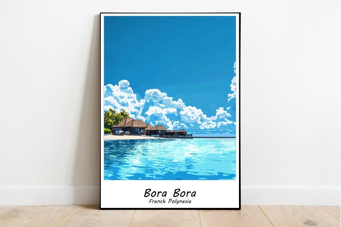 Bora Bora Travel Print French Island Print Bora Bora Gift Poster The Art Of Travel In French Polynesia Bora Bora Travel Poster - Image 3