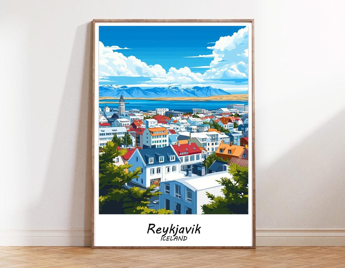 Reykjavik Travel Wall Art Print Iceland Tourist Poster Wall Home Decor Artwork Traveler Wall Decor Travelers Art Gift Art Of Italy