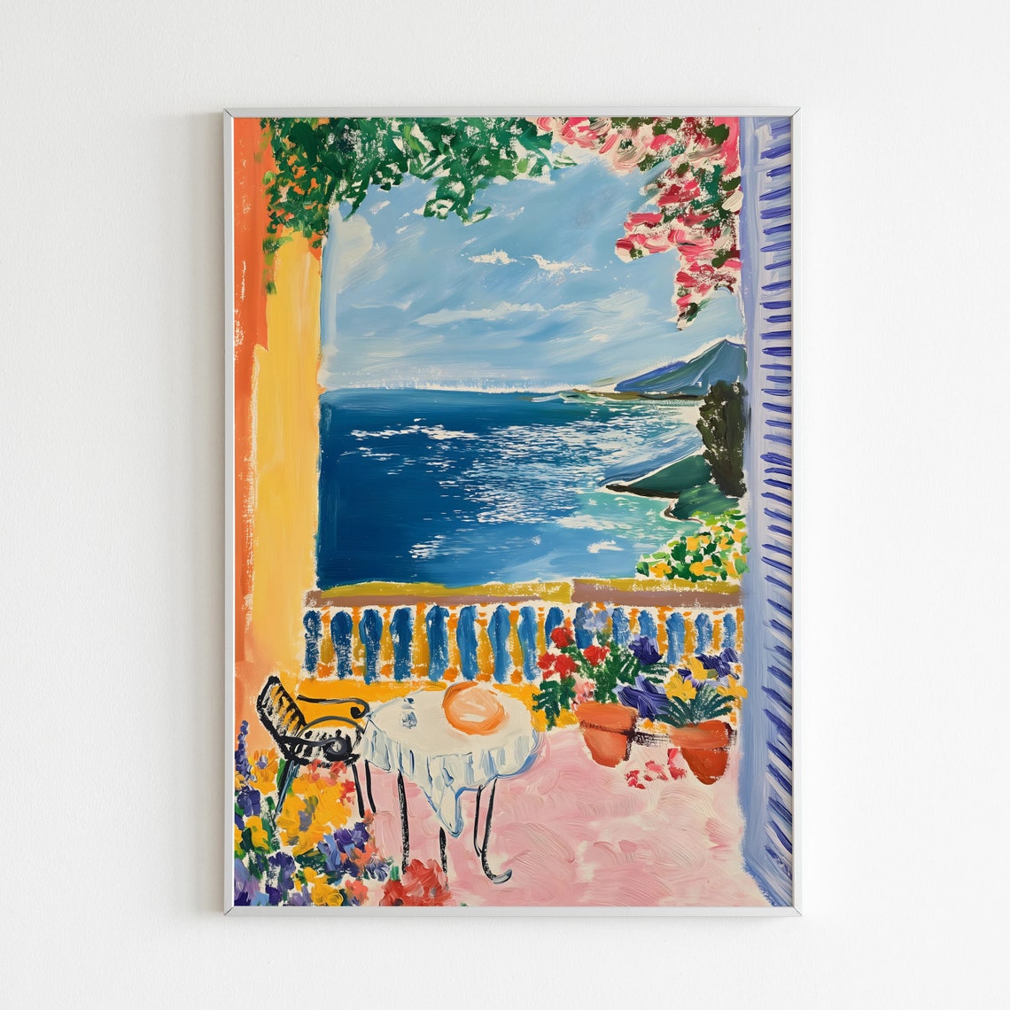 Henri Matisse Style Seaside Terrace Coffee Sparkling Sea Poster