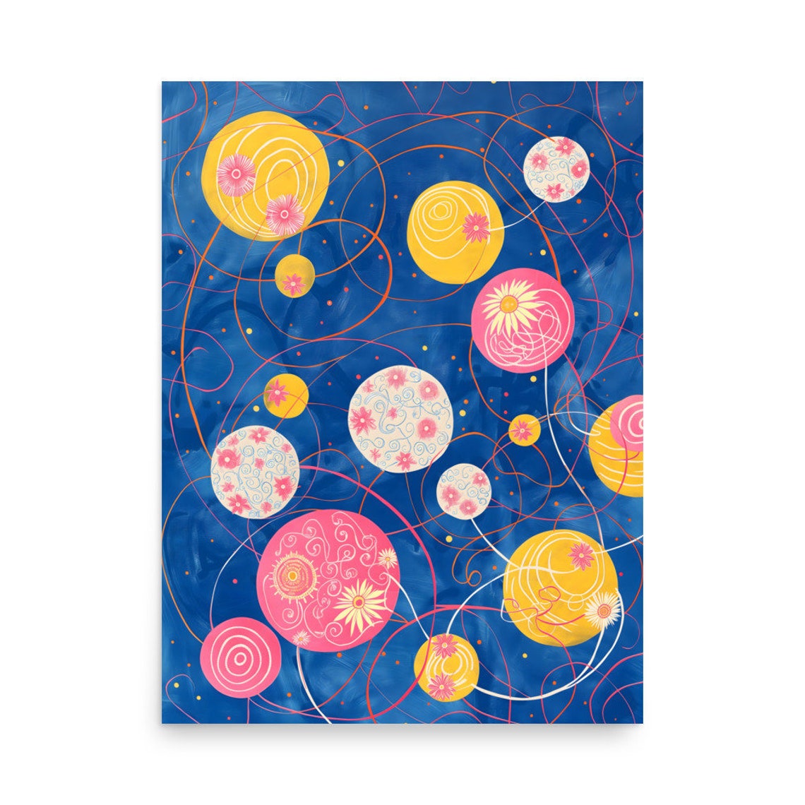 Hilma af Klint Style Celestial Circles Blue Floral Orbs Art Poster - Image 5