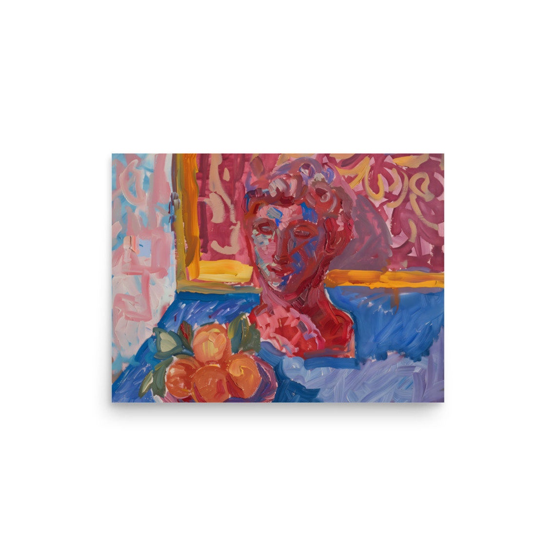 Henri Matisse Style Abstract Bust Portrait Red Blue Fauvist Poster - Image 2