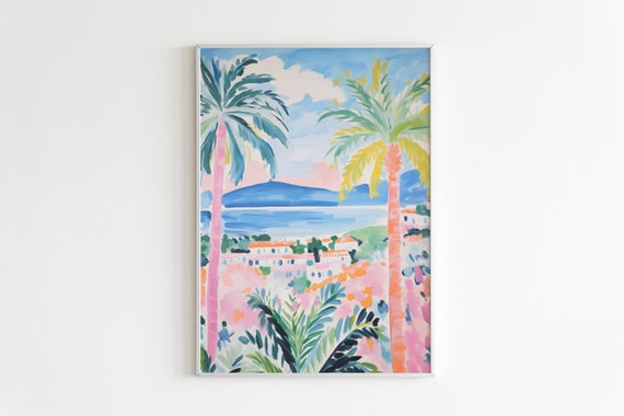 Henri Matisse Poster Tropical Seaside View Art Print Palm Tree Landscape Wall Art French Riviera Home Decor Vibrant Coastal Art