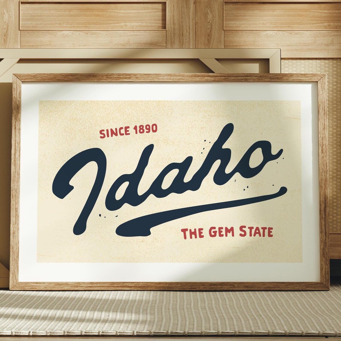 Retro Idaho Art Print, Gem State Wall Decor