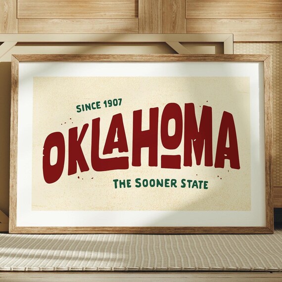 Retro Oklahoma Art Print, Sooner State Poster