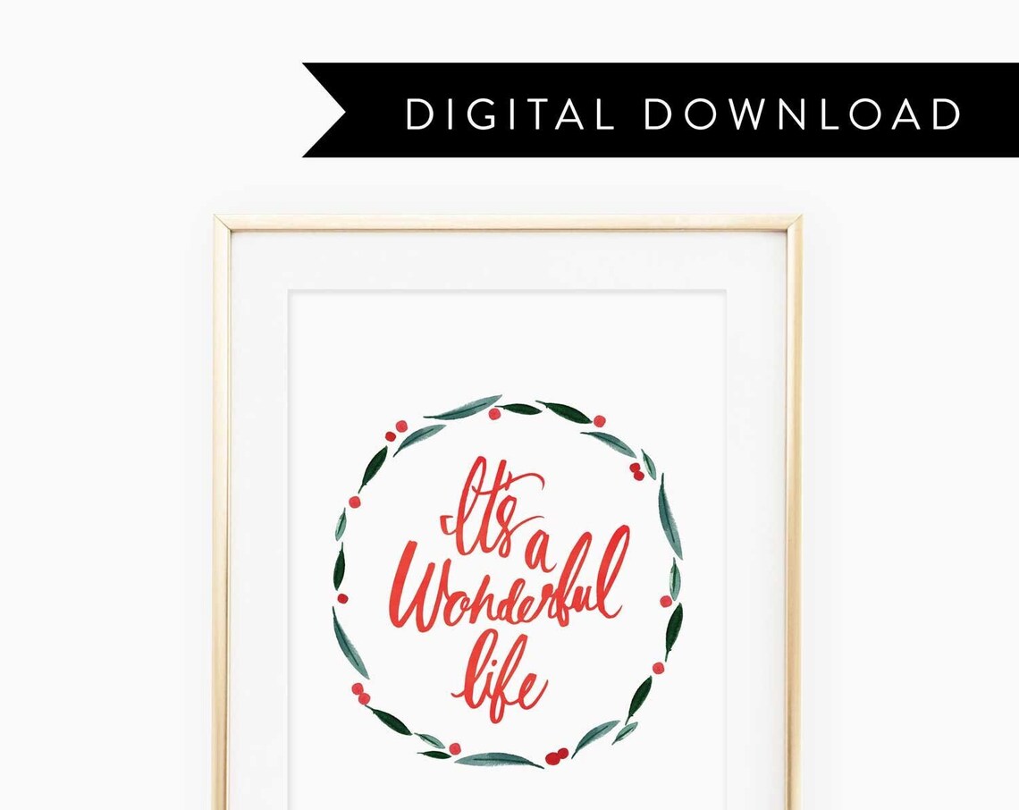Its A Wonderful Life Hand-Lettered Christmas Art Print