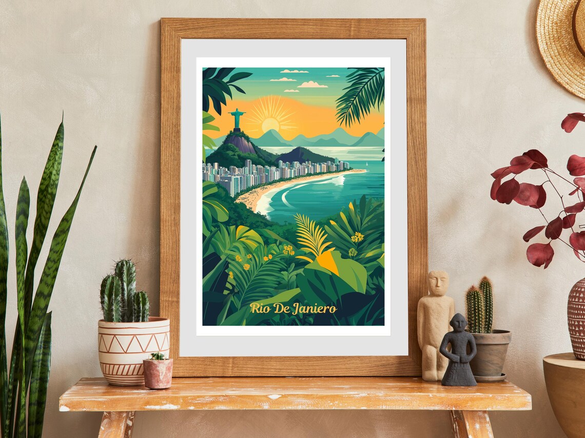 Rio de Janeiro Christ the Redeemer Copacabana Beach Brazil Poster - Image 2