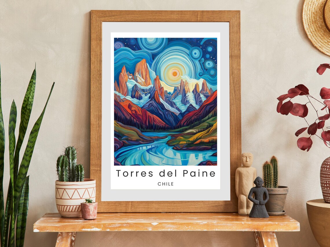 Torres del Paine Granite Towers Starry Sky Chile Travel Poster - Image 2
