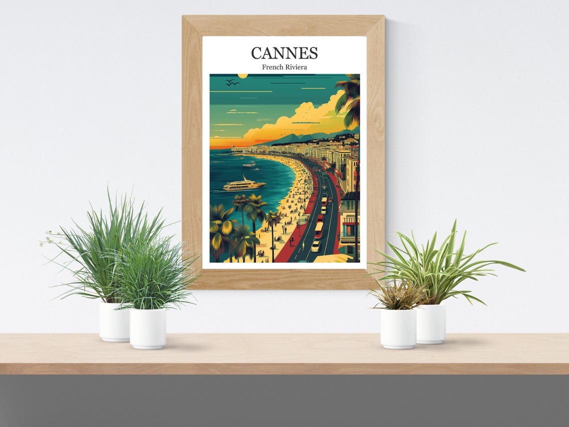 Cannes Croisette Promenade Beachfront Riviera France Travel Poster - Image 2