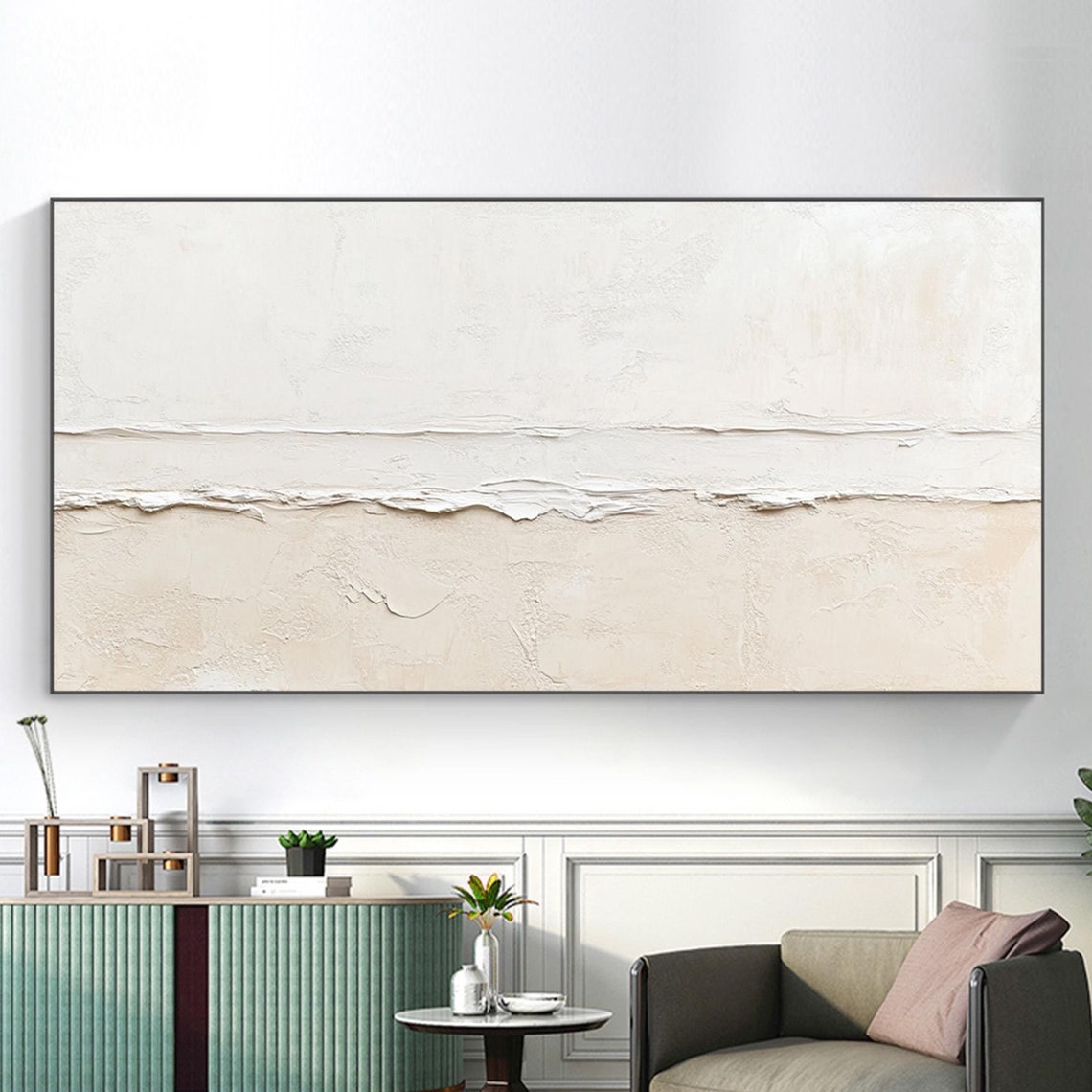 Cream Minimalist Textured Abstract Neutral Plaster Lines Poster