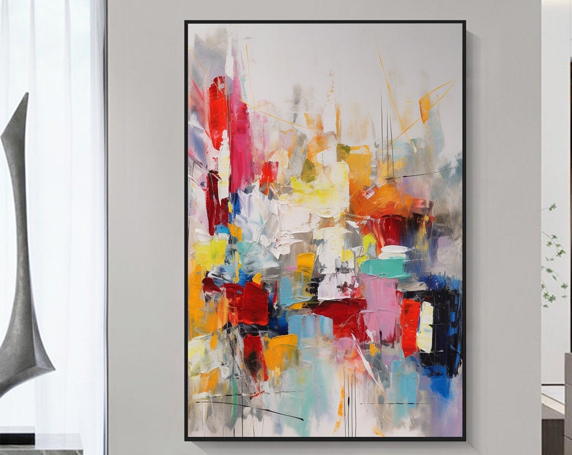 Large Colorful Abstract Painitng Colorful Texture Painting Modern Acrylic Painting Contemporary Wall Art Colorful Abstract Oil Painting