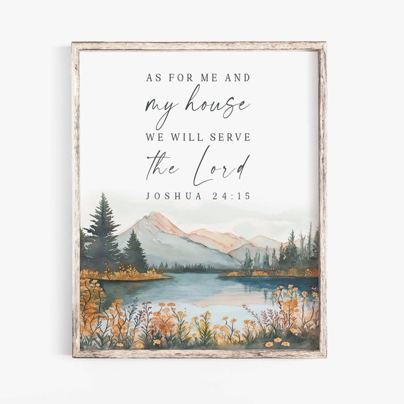 Joshua 24:15 Scripture Art Print, Farmhouse Decor