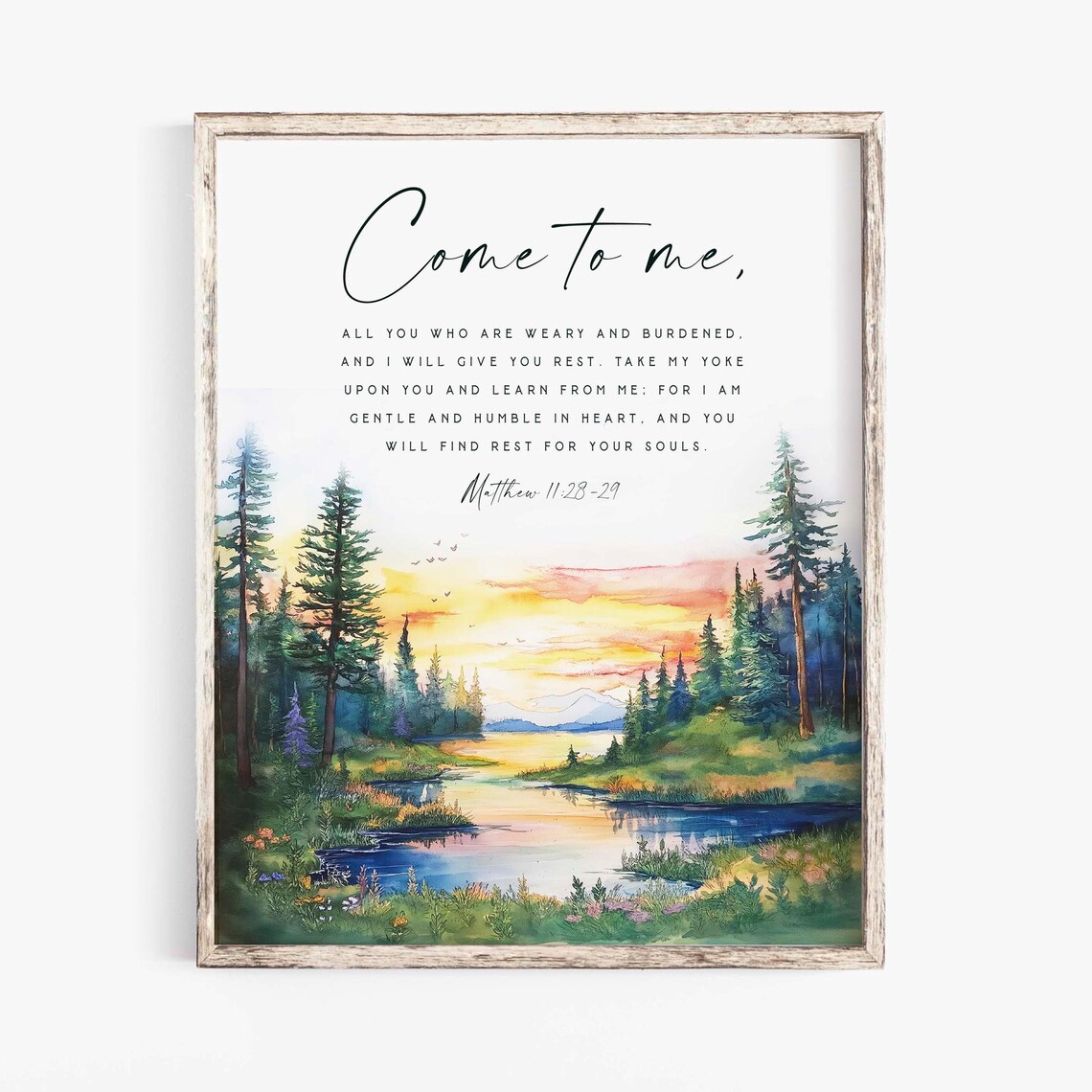 Come to Me All You Who Are Weary Matthew 11:28-29 Sunset Poster