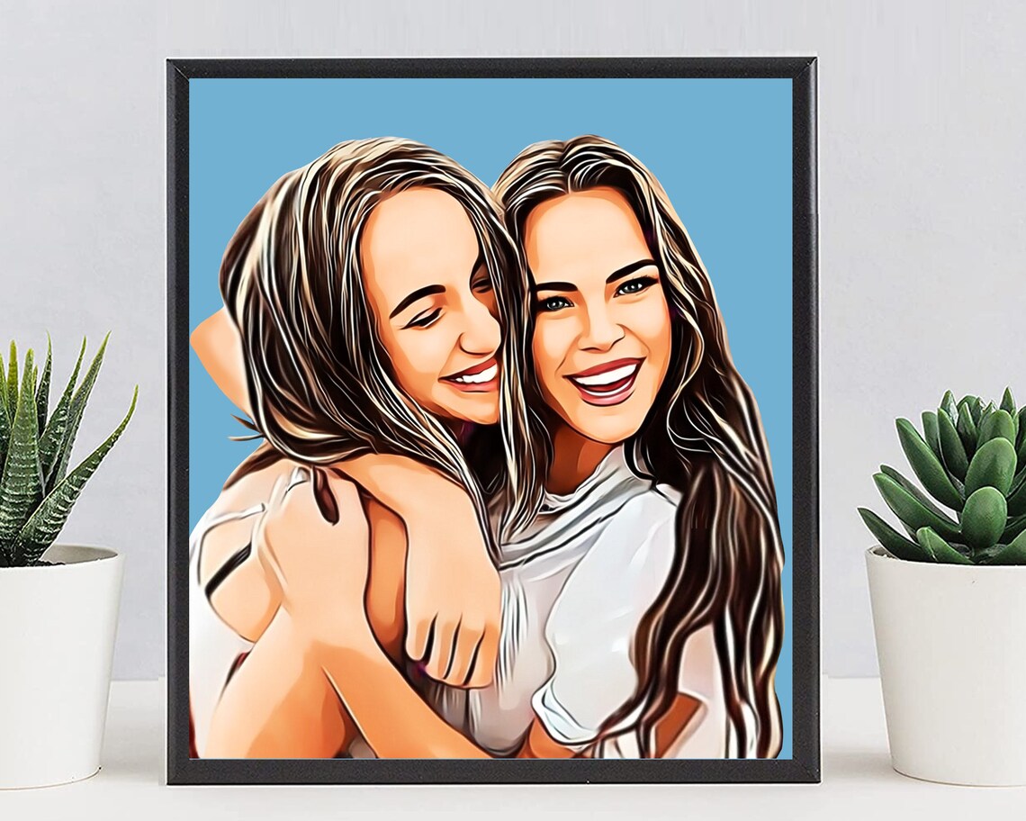 Custom Portrait From Photo Couples Portrait Custom Family Portrait Illustration 1st Anniversary Gift Family Painting Loved One Portrait - Image 8