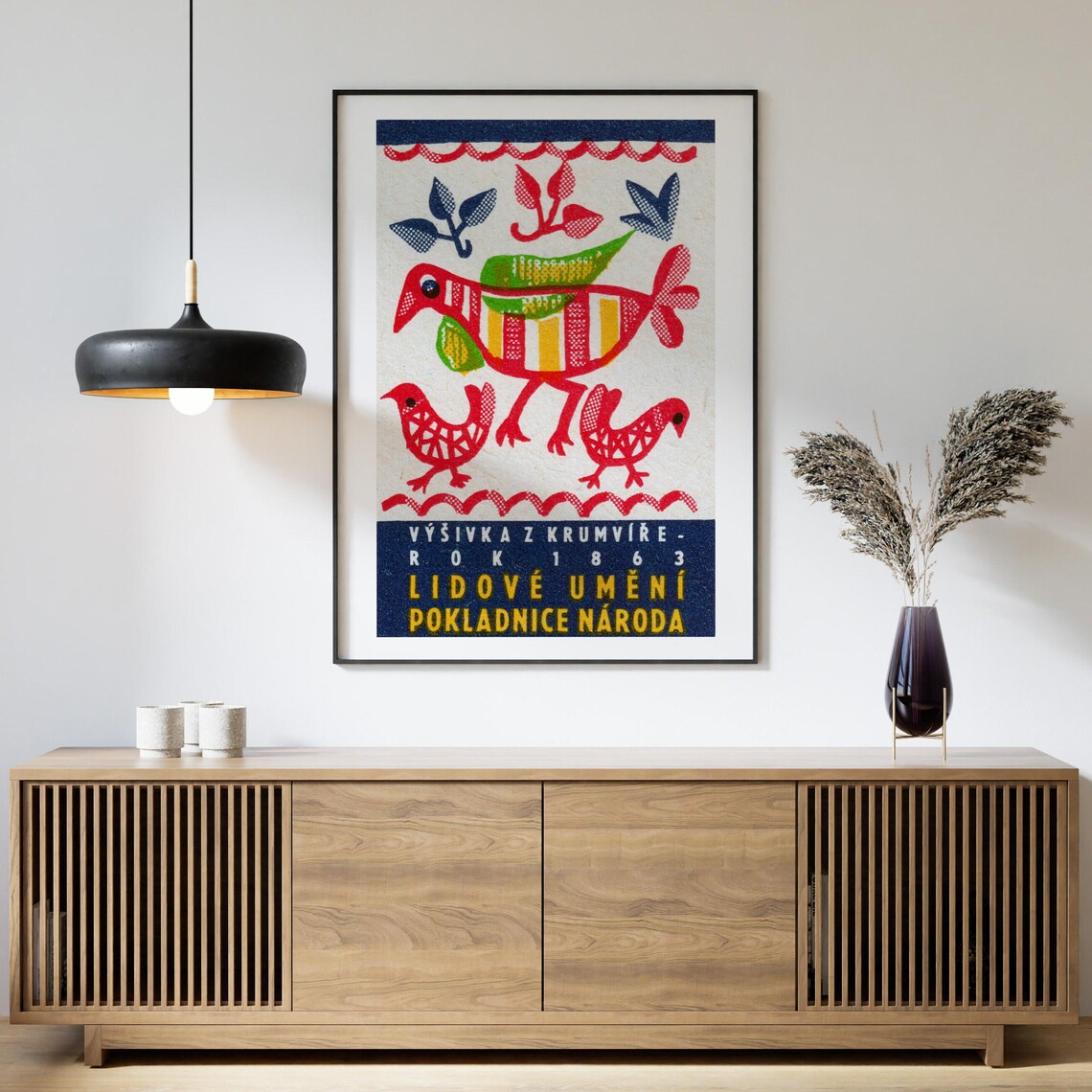 1863 Krumvir Folk Embroidery Bird Parade Vintage Heritage Poster - Image 4