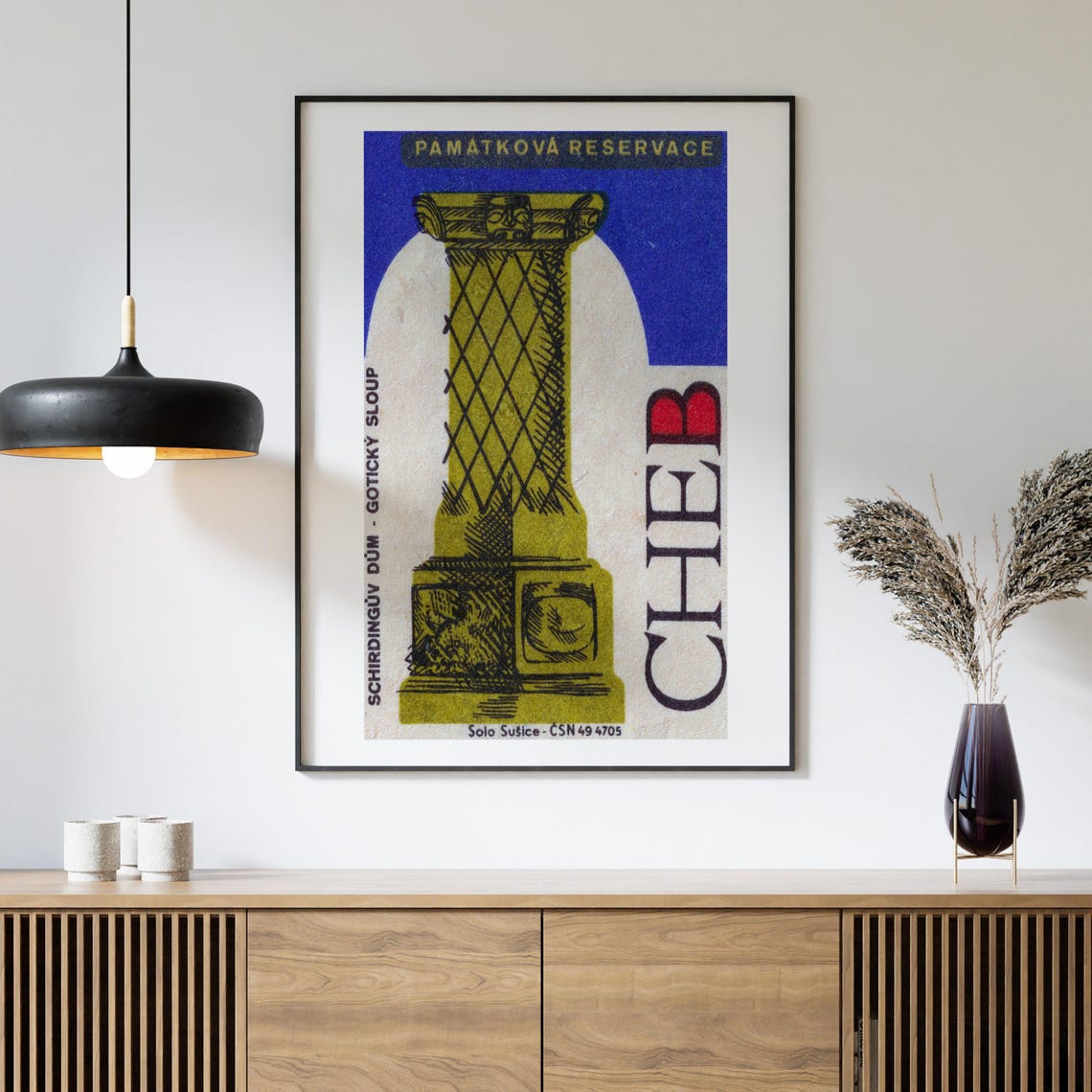 Cheb Gothic Column Retro Czech Vintage Matchbox Label Travel Poster - Image 4