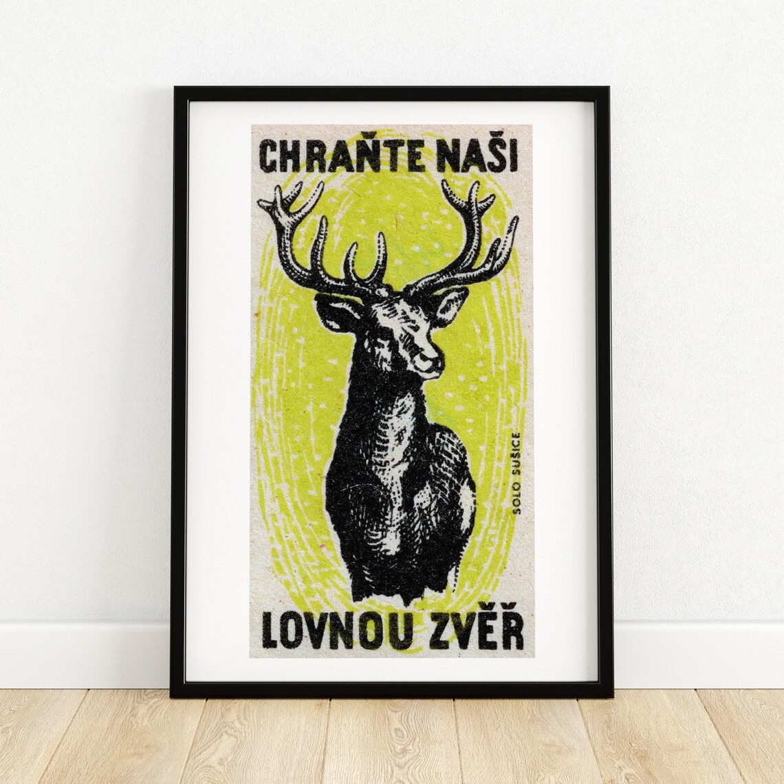 Black Stag Vintage Czech Art Poster Print