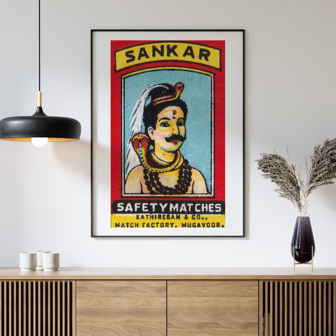 Sankar Safety Matches Indian Snake Charmer Vintage Label Art Print - Image 4
