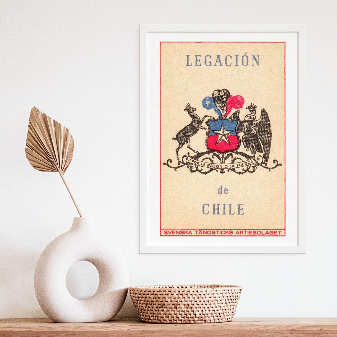 Legacion de Chile Coat of Arms Swedish Matchbox Label Crest Poster - Image 4