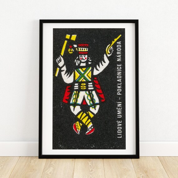 Czech Folk Dancer Lidové Umění Vintage Matchbox Label Poster